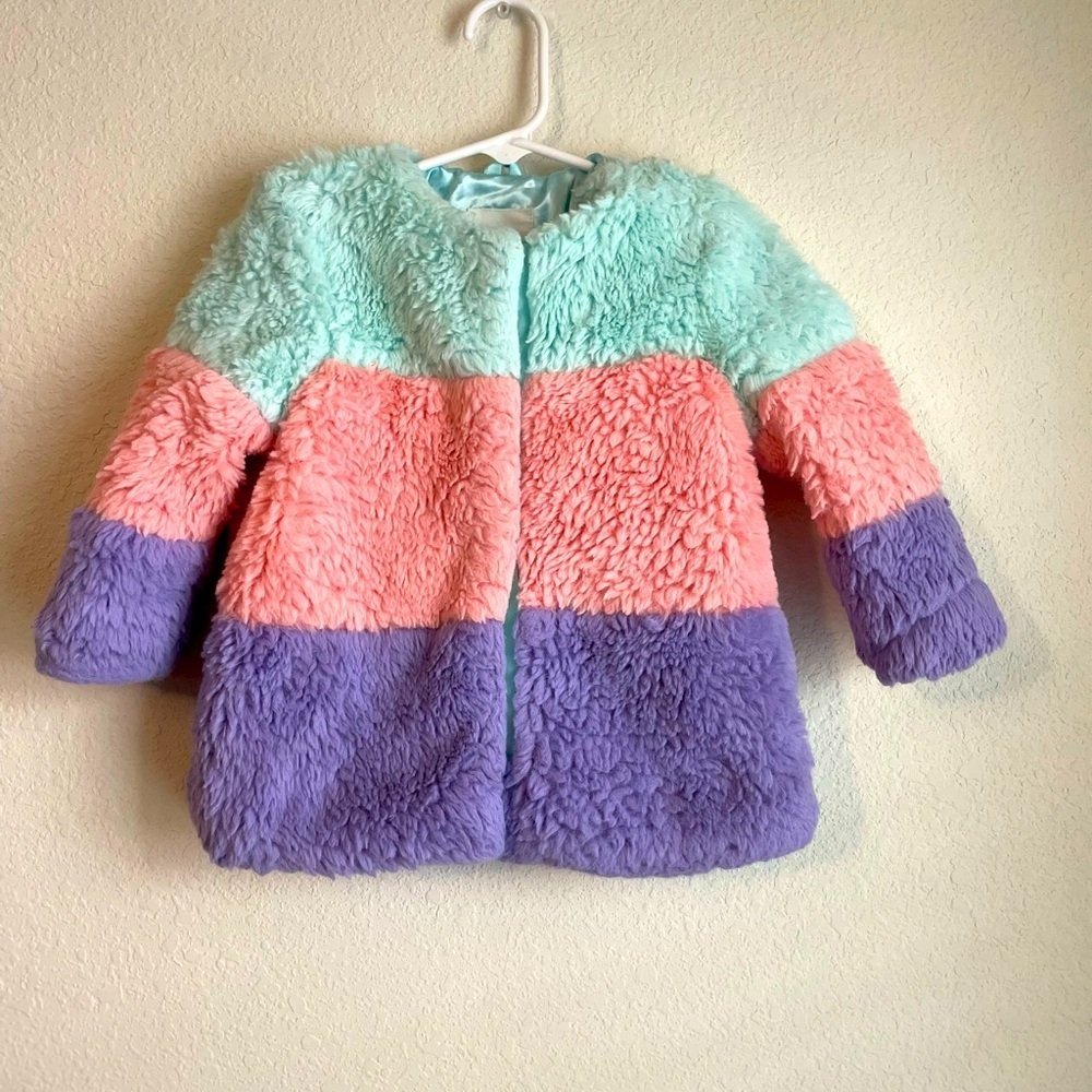 Cat & Jack Mint, Pink, and Purple Warm and Cozy Pea Coat size 2T